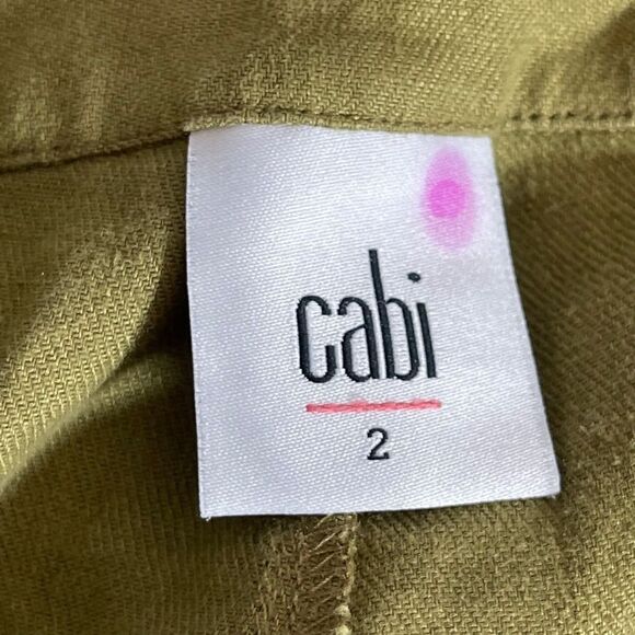 CABI Charlie Olive Green Linen Pant Style 5314 Sz2 - Picture 4 of 7